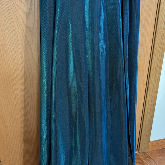 B. Darlin Black and Blue Shimmer Dress With Slit Prom Or MOB - Picture 3 of 11